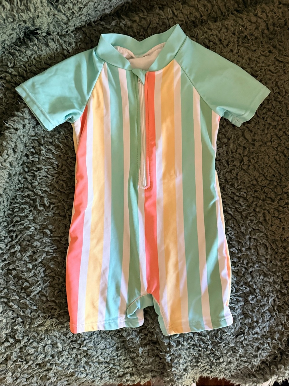 🌈 Marie Nicole Summer Striped Zip-Up Swimsuit — XXS/6–12M